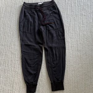 Anthropology jogger pant.  Black lyocell. Elastic waist with tie.  Size xs